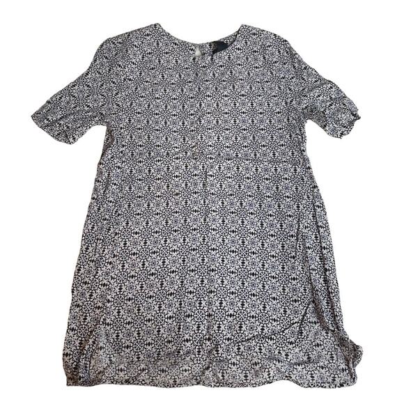 H&M Black White Short Sleeve Blouse 6 Small Work Office Dress Shirt‎ - Picture 1 of 4